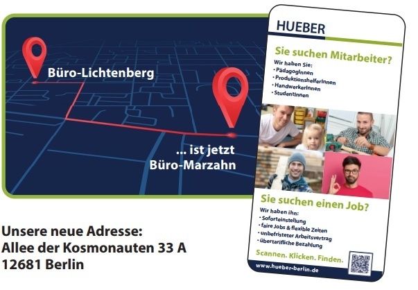 Unsere neue Adresse: Allee der Kosmonauten 33 A, 12681 Berlin